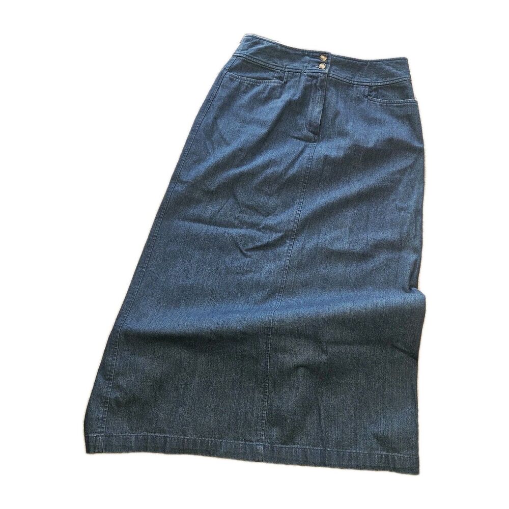 Talbots Skirt Womens Size 8 Denim Maxi High Waist Button Front Boho 90s Y2k